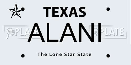 ALANI Texas License Plate