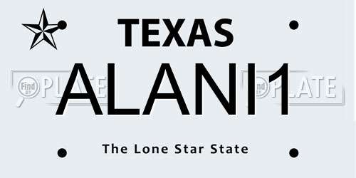 ALANI1 Texas License Plate