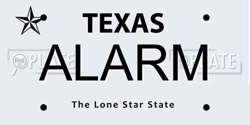 ALARM Texas License Plate
