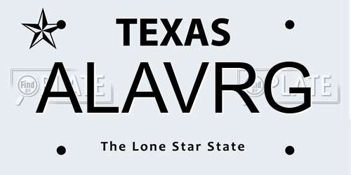 ALAVRG Texas License Plate