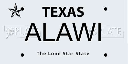 ALAWI Texas License Plate