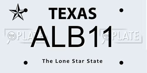 ALB11 Texas License Plate
