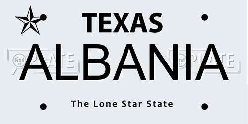 ALBANIA Texas License Plate