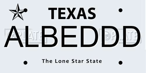 ALBEDDD Texas License Plate