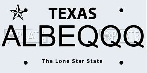 ALBEQQQ Texas License Plate