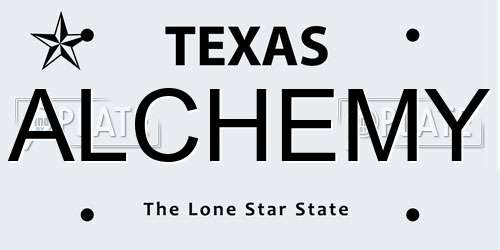 ALCHEMY Texas License Plate