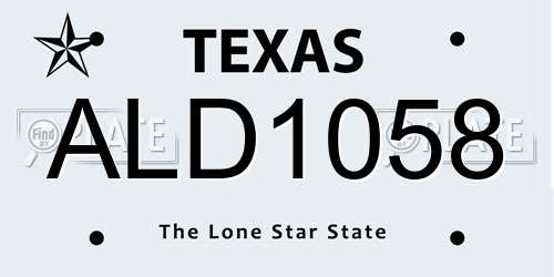 ALD1058 Texas License Plate