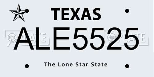 ALE5525 Texas License Plate