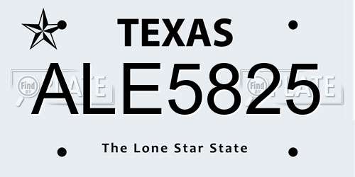 ALE5825 Texas License Plate