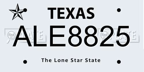 ALE8825 Texas License Plate