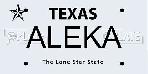 ALEKA Texas License Plate