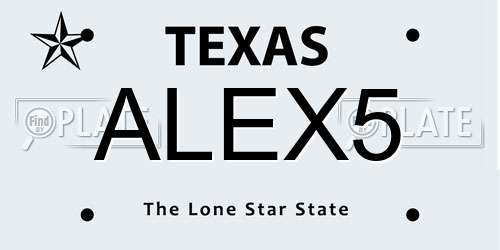 ALEX5 Texas License Plate