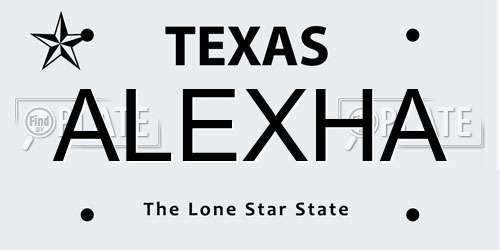 ALEXHA Texas License Plate