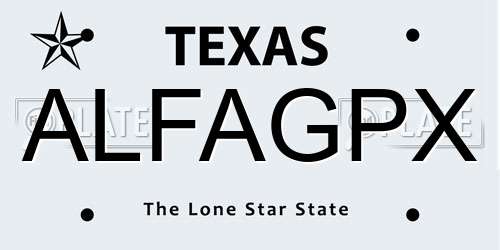 ALFAGPX Texas License Plate