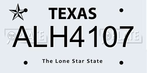 ALH4107 Texas License Plate