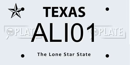ALI01 Texas License Plate