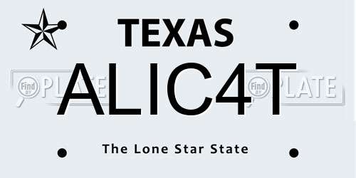 ALIC4T Texas License Plate