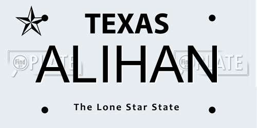 ALIHAN Texas License Plate