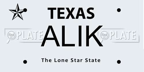 ALIK Texas License Plate