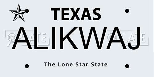 ALIKWAJ Texas License Plate