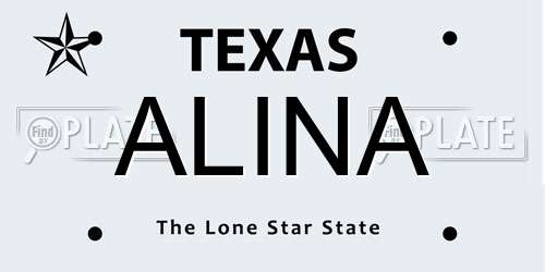 ALINA Texas License Plate
