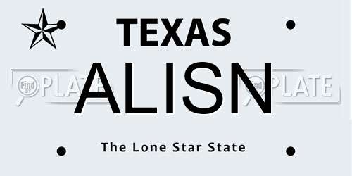 ALISN Texas License Plate