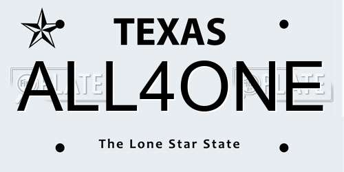 ALL4ONE Texas License Plate