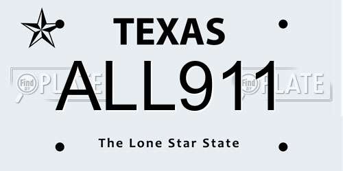ALL911 Texas License Plate