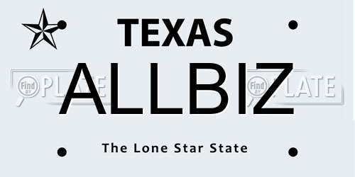 ALLBIZ Texas License Plate