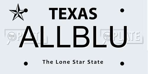 ALLBLU Texas License Plate