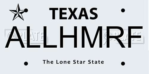 ALLHMRF Texas License Plate