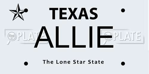 ALLIE Texas License Plate