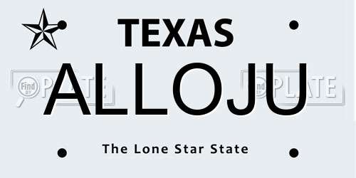 ALLOJU Texas License Plate