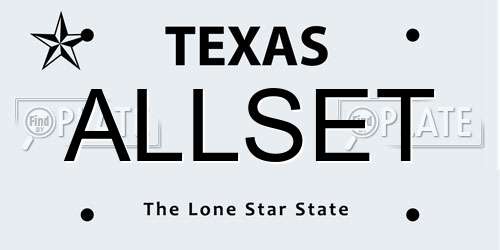 ALLSET Texas License Plate