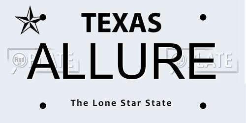ALLURE Texas License Plate