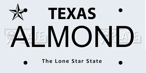 ALMOND Texas License Plate