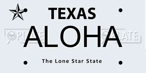 ALOHA Texas License Plate