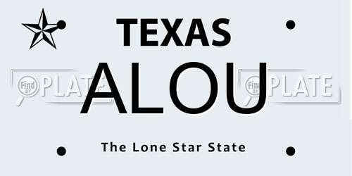 ALOU Texas License Plate