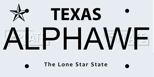 ALPHAWF Texas License Plate