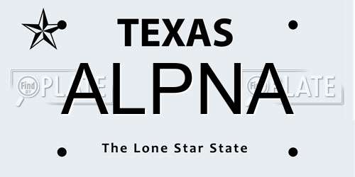 ALPNA Texas License Plate