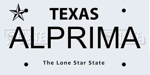 ALPRIMA Texas License Plate