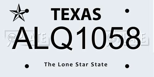 ALQ1058 Texas License Plate