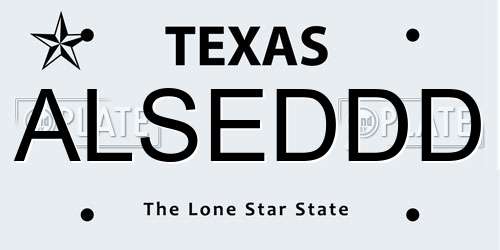 ALSEDDD Texas License Plate