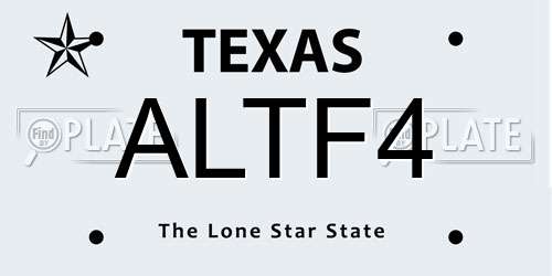ALTF4 Texas License Plate