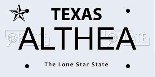 ALTHEA Texas License Plate
