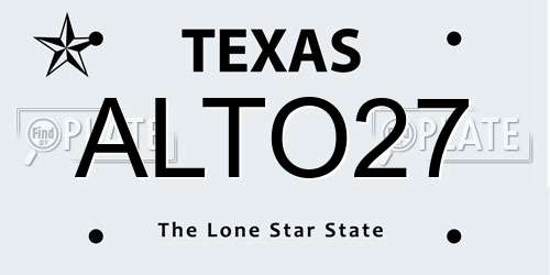 ALTO27 Texas License Plate
