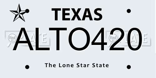 ALTO420 Texas License Plate