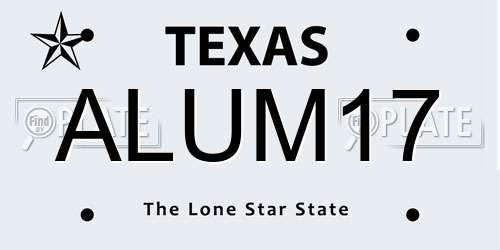 ALUM17 Texas License Plate
