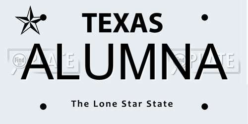 ALUMNA Texas License Plate