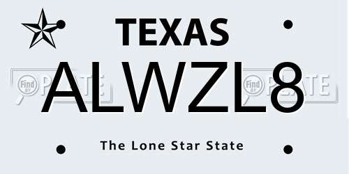 ALWZL8 Texas License Plate